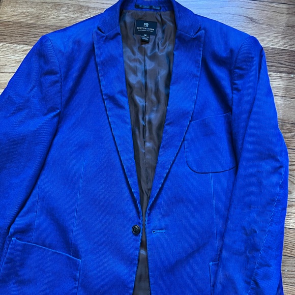 Scotch & Soda Single-Breasted Corduroy Blazer Cobalt Blue Brown Liner Sz XXL 54 - Picture 2 of 8